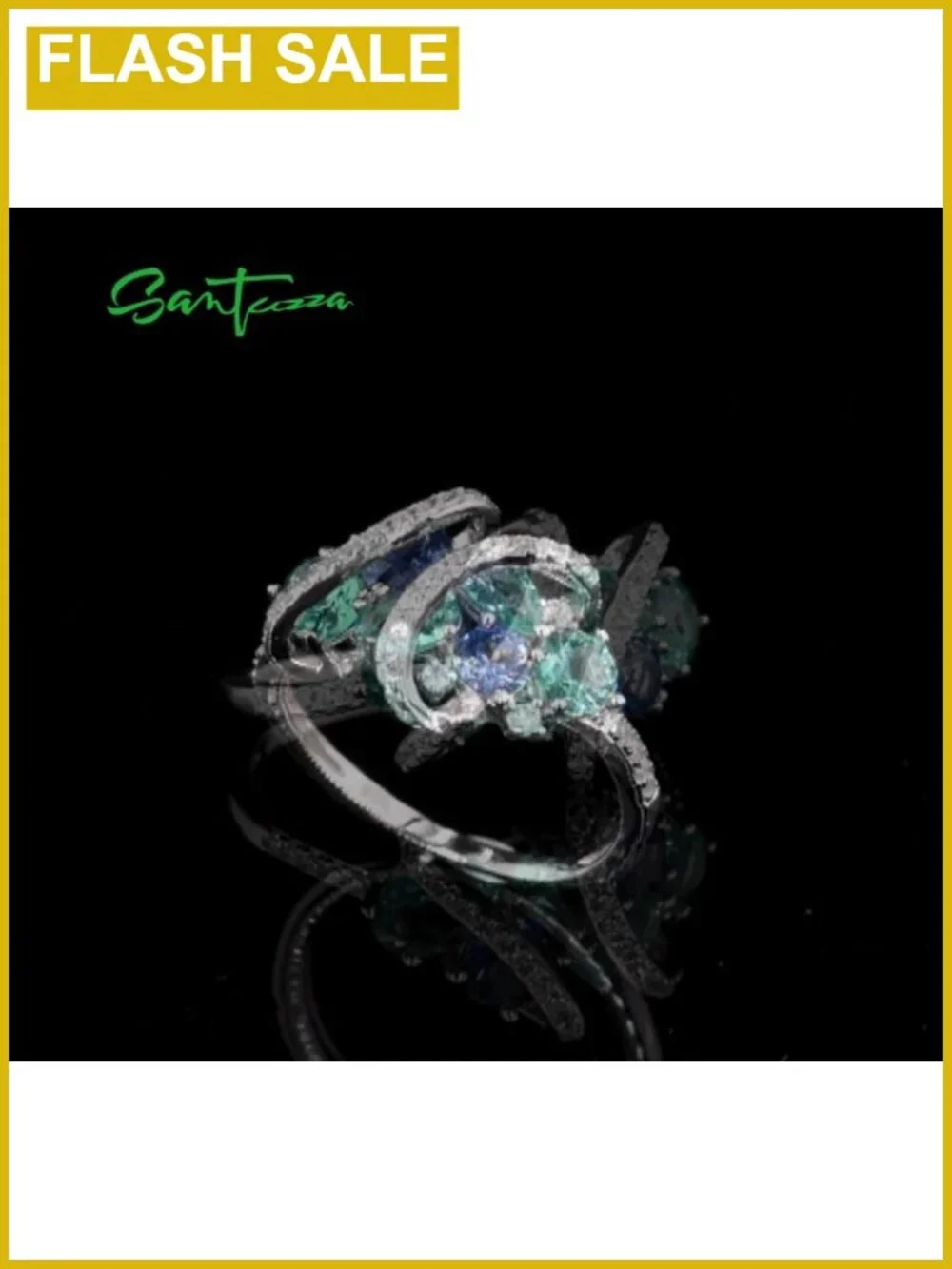 925 Sterling Silver Twist Ring White Cubic Zirconia Statement Ring